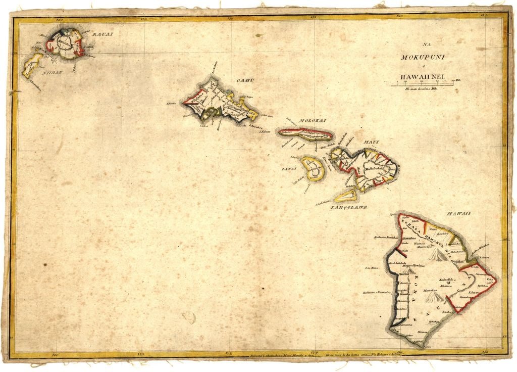 Antique map of the Hawaiian Islands titled 