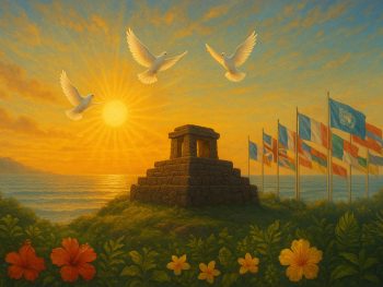 Sunrise Over Heiau and Ocean